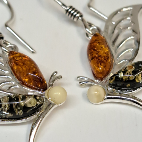 HW-504 Earrings, Butterflies, Multi-Color $51 at Hunter Wolff Gallery